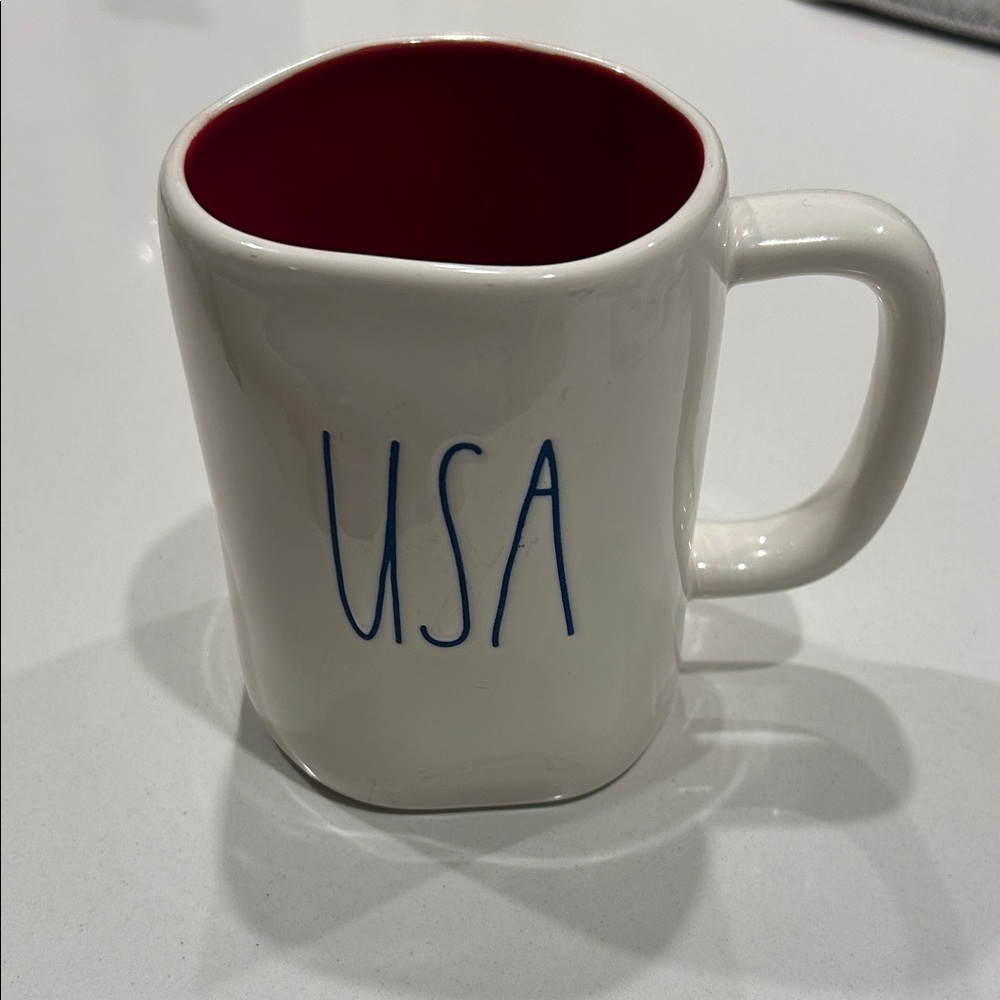 Rae Dunn USA Mug - White and Red Interior